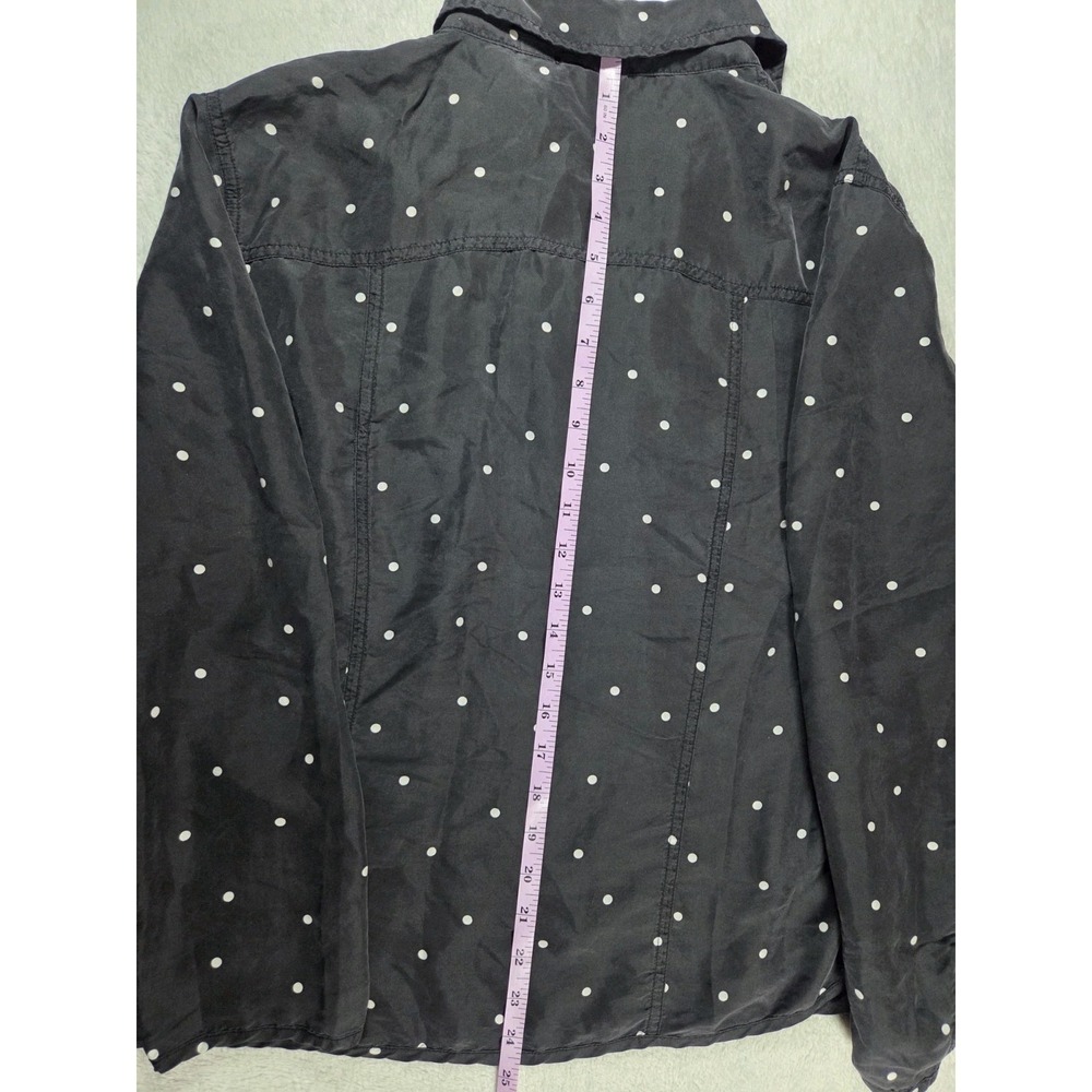 Chico's 100% Silk Polka Dot Button Front Shirt Women's Size 2/Large Black White - Picture 5 of 7